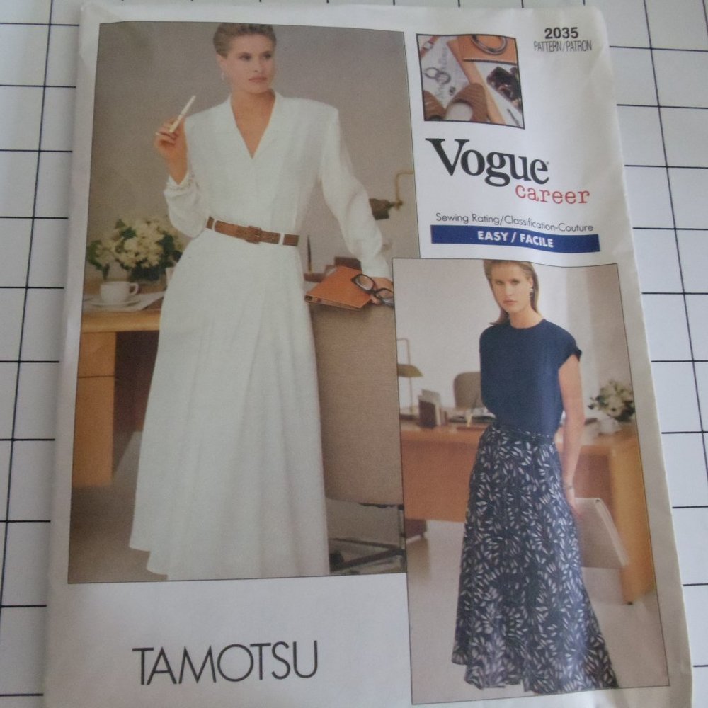 VOGUE Career TAMOTSU Designer Pattern UNCUT NEW Condition Shirt, Top, Skirt EASY